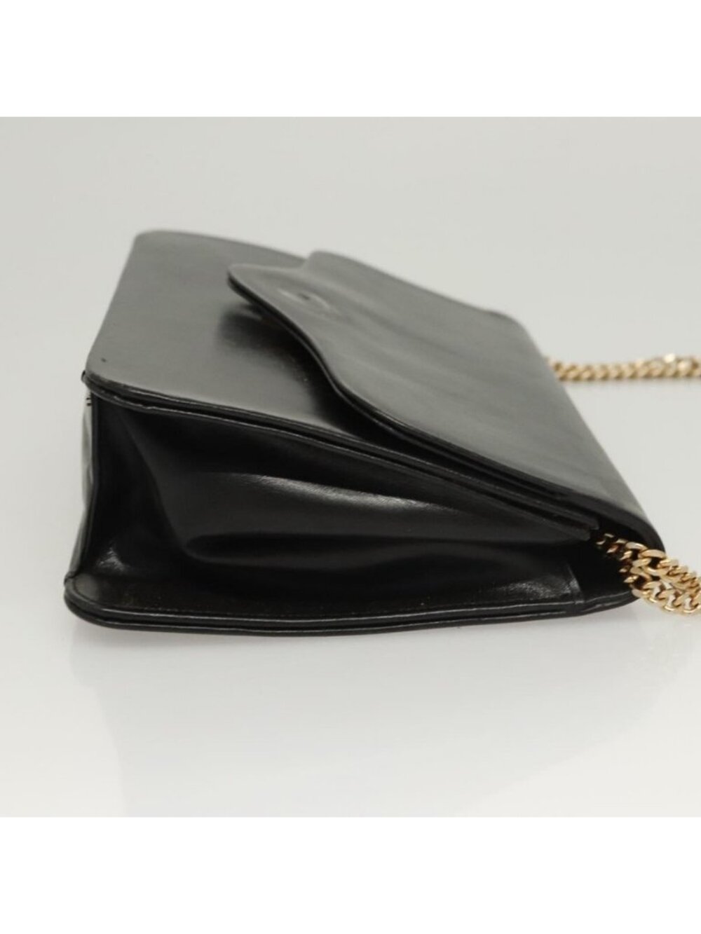Authentic Christian Dior Chain Shoulder Bag Leather Black Gold - Picture 10 of 16
